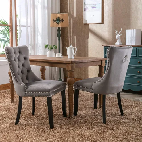 Vista 40 de Pvillez Extendable Dining Table Set of 8, Black Oval Dining Room Table & 8 Black Velvet Dining Chairs with Wood Leg, 62.99"-78.74" Kitchen Table and