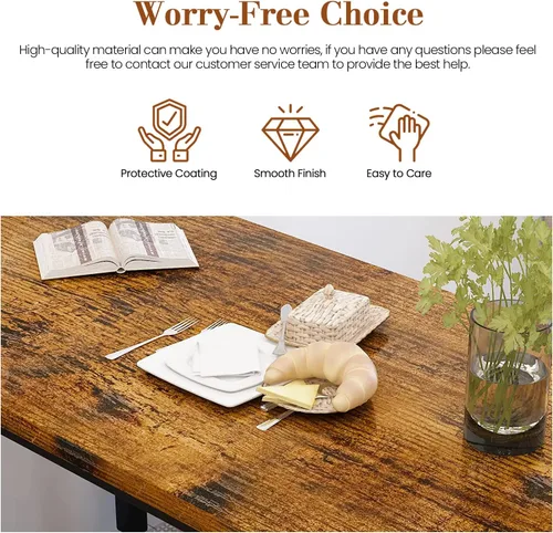 Vista 32 de DKLGG Juego de mesa de comedor para 4, mesa de cocina moderna y sillas para 4 tapas de madera y patas de metal ajustables, juego de mesa de comedor