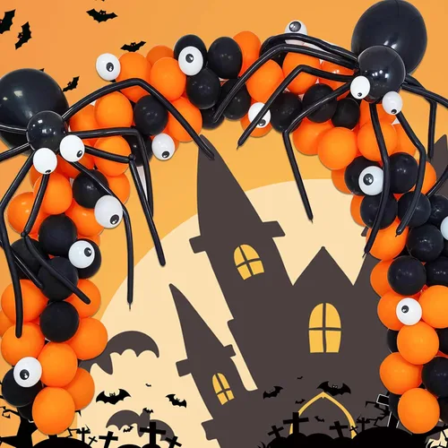 Vista 7 de Paquete de 260 globos largos, 100 globos negros de animales torcidos, globos mágicos largos de látex grueso para modelos de animales, Halloween