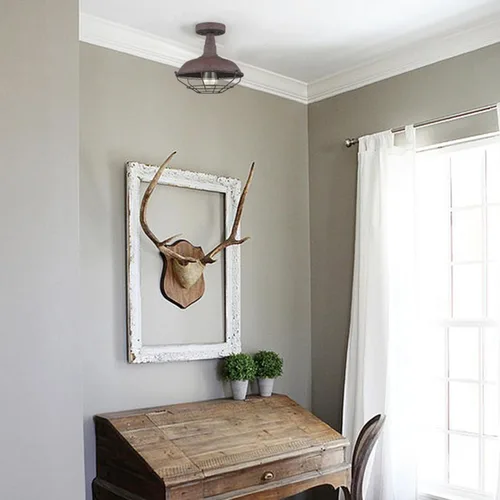 Vista 5 de DAYCENT Lámpara de Techo Rústica Semi-Empotrada Estilo Granero, Accesorio de Iluminación Estilo Granero, Lámpara de Techo de Jaula de Metal