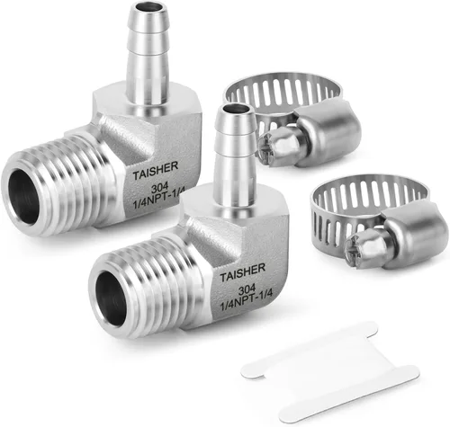 Vista 23 de TAISHER 2 piezas de forja de acero inoxidable 304 de accesorios de manguera de aire, accesorios de púas de manguera de 1/4 pulgadas x 1/2 pulgadas