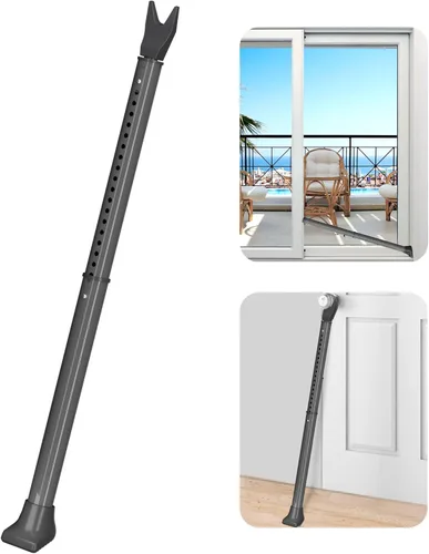 AceMining Barra de seguridad para puerta mejorada y barra de patio deslizante, topes resistentes ajustables para el hogar, apartamento, viajes Gris