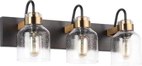 Vista 7 de PRESDE 2 Luces Accesorios de Tocador de Baño Negro y Dorado Luces de Baño de Granja Accesorio de Iluminación Sobre Espejo Aplique de Pared de Baño