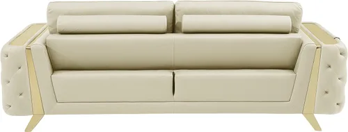 Vista 49 de Blackjack Furniture Reggio Collection - Sofás de cuero italiano de grano completo para sala de estar con marco de madera brasileña y acero Blanco