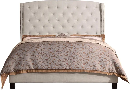 Vista 13 de Rosevera Essential - Base de cama de plataforma con cabecera capitoné tapizada de tela, soporte de listones de madera, fácil montaje, tamaño King