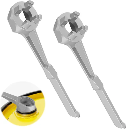 Vista 9 de 2 llaves de barril, llave de tapón de tambor 3 en 1, herramienta de abridor de barril de aluminio para abrir tambor de 10, 15, 20, 30, 55 galones