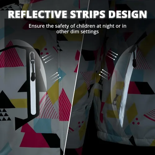 Vista 6 de Simplee Kids Chaqueta de esquí impermeable para niñas, abrigo de invierno colorido con capucha