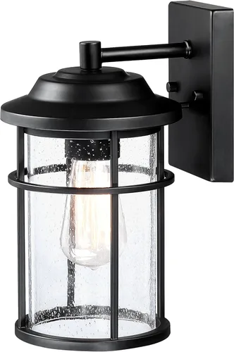 Vista 10 de Pia Ricco Luces exteriores para casa, lámpara exterior, aplique de pared impermeable de gran tamaño, linterna negra antioxidante con pantalla