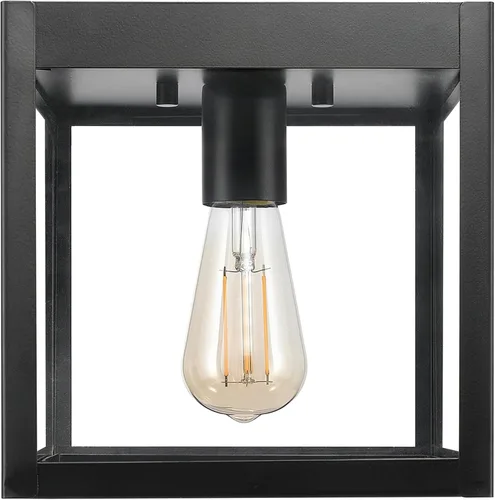 Vista 16 de Lámpara de techo de montaje semiempotrado GLOBE Electric 44301 Charlie de 1 luz para interior/exterior, bronce aceitado, pantalla de vidrio