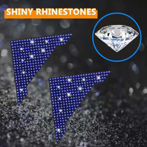 Vista 6 de TOMALL Protector de borde de coche antiarañazos con diamantes de imitación - 4 calcomanías brillantes para parachoques de esquina (azul)