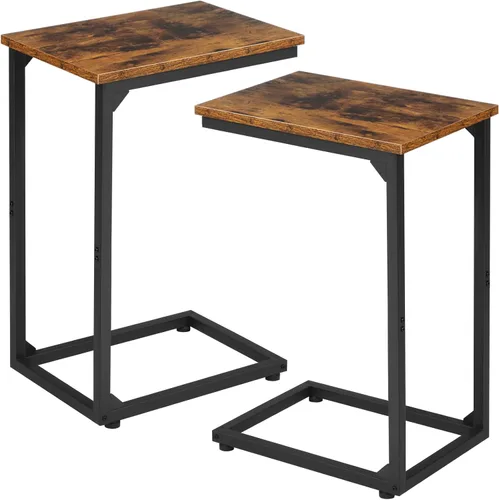 Vista 13 de AMHANCIBLE Mesa auxiliar en forma de C, mesas de sofá que se deslizan debajo, bandeja de TV, mesa de aperitivos para sofá, mesa lateral pequeña