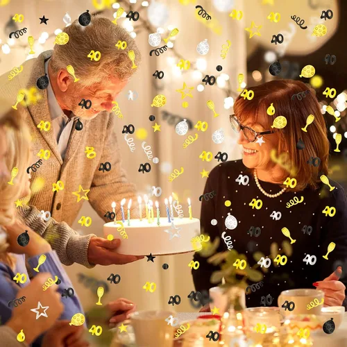 Vista 7 de 3000 piezas de confeti de cumpleaños con purpurina para decoración de cumpleaños, aniversario, mesa de papel de aluminio metálico, confeti