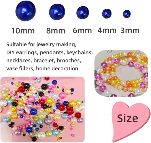 Vista 2 de 1800 cuentas de perlas de 0.157 pulgadas con agujero redondo suelto Luste Craft Beads para decoración del hogar, rellenos de jarrones, manualidades