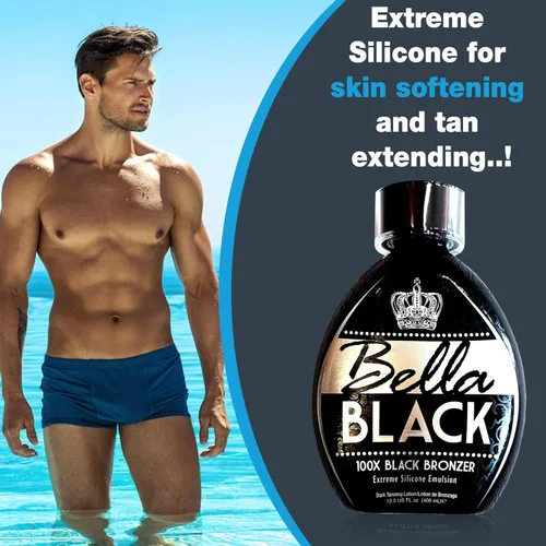 Vista 6 de Bella Black 100X Bronzer Loción bronceadora – Loción de cama de bronceado premium con emulsión extrema de silicona y extracto de fruta de plátano