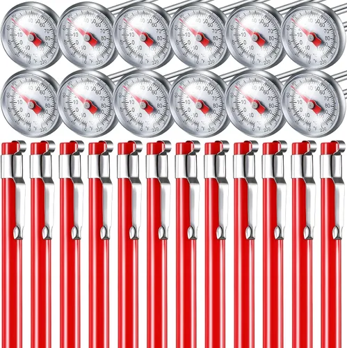 Vista 13 de Xuhal 6 piezas de termómetro de cocina de acero inoxidable con vástago largo de 5 pulgadas y esfera de 1 pulgada para leche, espumado, alimentos