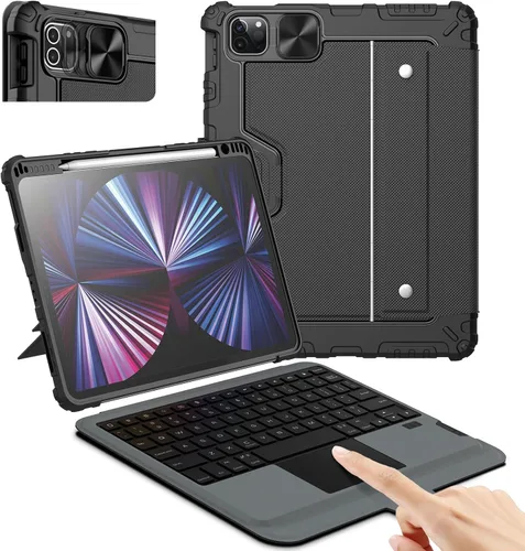 Vista 15 de Nillkin Funda para iPad de 9ª generación (10.2 pulgadas, 2021) con teclado desmontable, trackpad mágico, retroiluminación de 7 colores, modos