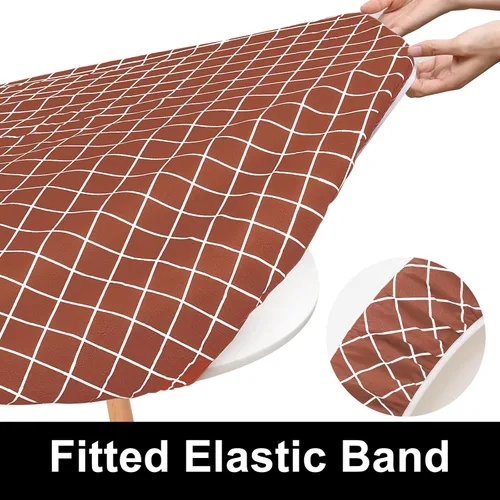 Vista 11 de Mantel rectangular, manteles de plástico elásticos ajustables con parte trasera de franela para mesas de 4 pies, manteles de vinilo impermeables