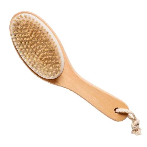 Kingsley Cepillo de cerdas naturales para cuerpo con forma ergonómica, mango de madera, Paquete de 1
