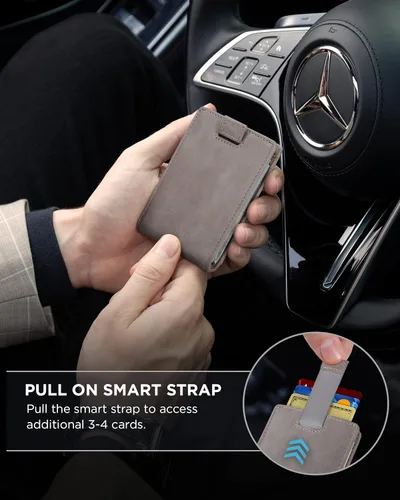 Vista 5 de SERMAN BRANDS RFID Blocking Slim Bifold Genuine Leather Minimalist Front Pocket Wallets for Men with Money Clip Thin Mens