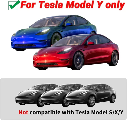 Vista 5 de Nanaholy Accesorios para Emblema de Tesla Model Y Adhesivo 2PIEZAS/Set 2024 2023 2022 2021 2020, No es Compatible con la Nueva Versión Model Y Negro