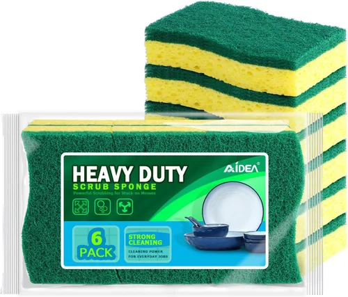Vista 35 de AIDEA Esponjas de cocina, esponja exfoliante antiarañazos, 6 unidades, esponjas para utensilios de cocina antiadherentes, esponja de limpieza
