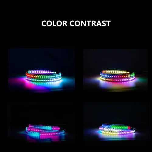 Vista 2 de WS2812B Tira de luz LED direccionable individual SMD 5050 144Pixeles RGB Pixel Strip DC5V (3.2FT 144LEDS no impermeable, PCB negro)