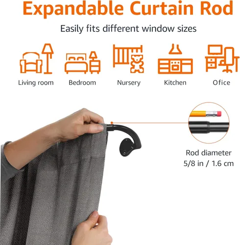 Vista 4 de Yaxa Basics - Barra de cortina opaca para oscurecimiento de habitación, 28 a 48 pulgadas, color negro