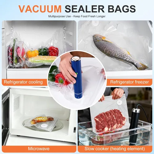 Vista 6 de 20 bolsas de sellado al vacío, bolsas reutilizables para sellar al vacío para alimentos, bolsas con cremallera al vacío sin BPA, bolsas Sous Vide