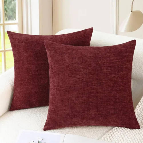 Vista 66 de CaliTime - Paquete de 2 fundas de almohada acogedoras para sofá, decoración del hogar, felpilla suave teñida sólida, 16 x 16 pulgadas, marrón Marrón