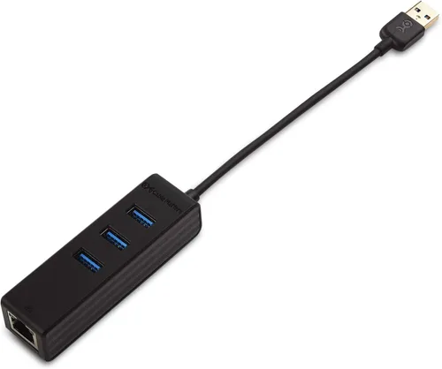 Vista 2 de Cable Matters Hub USB 4 en 1 con Ethernet, compatible con red Gigabit (USB 3.0 Hub Ethernet) con red 101001000Mbps, 3 puertos USB de 5 Gbps en negro