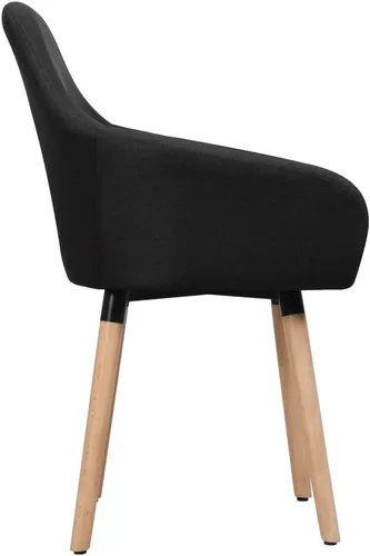 Vista 5 de Dining Chairs Set of 2, Black Polyester Fabric Upholstered, Solid Wood Legs for Kitchen Dining Room