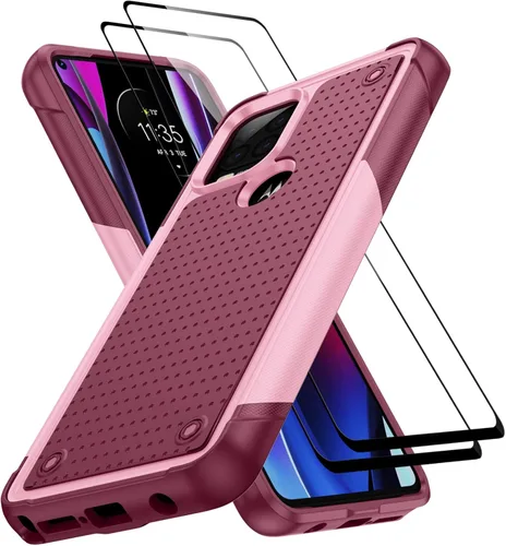 Vista 16 de Jeylly para Moto G Stylus 5G 2021 Funda con [2 Pack] Protector de Pantalla de Vidrio Templado, Protección Grado Militar Anti-Arañazos, Funda