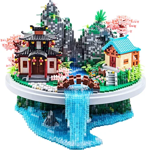 Vista 8 de JXRLMB Juego de bloques de construcción micro de Jardines Clásicos Chinos de Suzhou con Árbol de Sakura Desafío de Construcción para Adultos