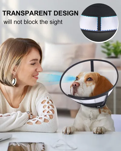Vista 5 de Collar de cono para perros después de la cirugía, cono suave de recuperación de perros, conos transpirables para perros grandes y medianos pequeños