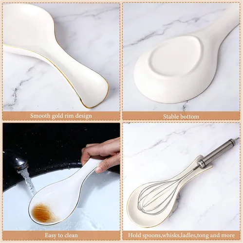 Vista 6 de Patelai Soporte de Cuchara Cerámico Soporte para Cucharas para Encimera de Cocina Accesorios para Barra de Café Regalo de Navidad