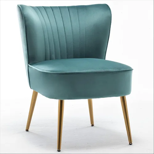 Vista 72 de Silla moderna de terciopelo para sala de estar, dormitorio o entrada, diseño elegante y cómodo sin brazos con patas de metal, color negro
