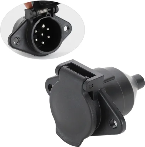 Vista 8 de MECMO Reemplazo de enchufe hembra redondo de 7 pines para el lado del vehículo, estilo SAE J560, carcasa de nailon relleno de vidrio duradero