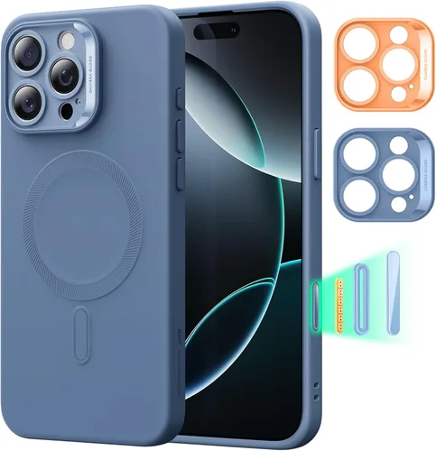 Vista 13 de ESR Funda para iPhone 15 con MagSafe, soporta carga magnética, funda delgada de silicona líquida, absorción de golpes, protección de pantalla y Negro