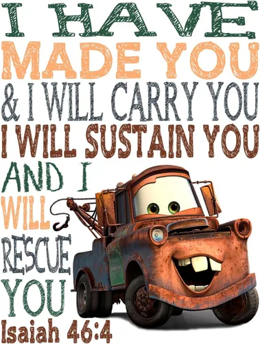 Vista 6 de Conjunto de 5 Impresiones Sin Marco de Coches de Pixie Paper para Guardería Cristiana, Lightning McQueen, Ramone, Doc Hudson, King 43 y Tow Mater