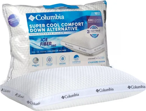 Vista 10 de Almohada Columbia Comfort Ice Fiber Side Sleeper Down Alternative con relleno de fibra de poliéster, funda transpirable de doble cara