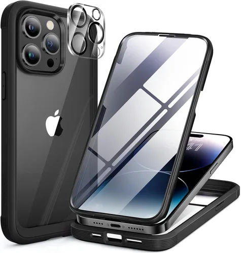 Vista 14 de Miracase Glass Series - Funda para iPhone 11 de 6.1 pulgadas, funda resistente de cuerpo completo mejorado con protector de pantalla de vidrio Negro