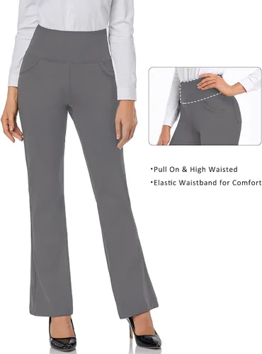 Vista 4 de Pantalones capri de yoga para mujer de corte para bota, 3 bolsillos, estampado floral
