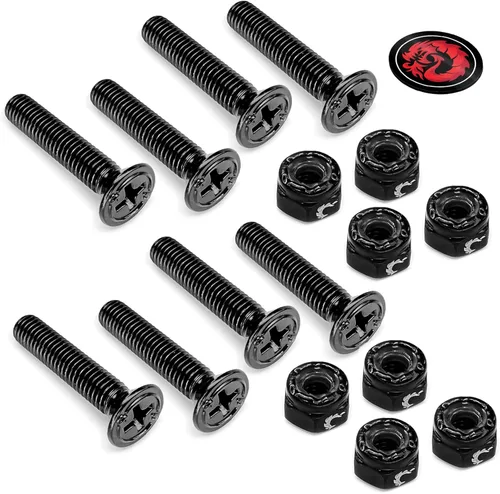Vista 9 de Fireball Dragon Skateboard Hardware Kit Negro – Juego de tornillos de montaje y tuercas para Longboard Skateboard & Cruiser – Tornillos de montaje