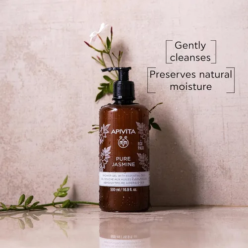 Vista 2 de APIVITA Pure Jasmine Shower Gel Gently Cleanses, Hydrates & Preserves Skin's Moisture with Jasmine & Propolis