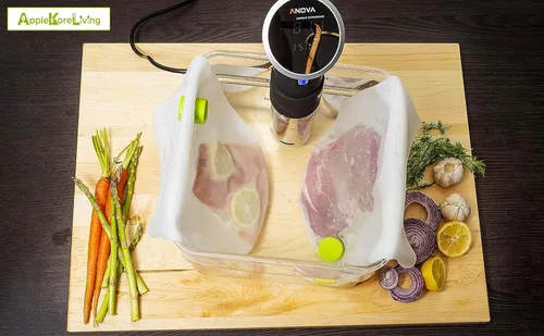 Vista 6 de Revolutionize Sous Vide Cooking with AppleKoreLiving Reusable Bags 3 Extra Large BPA Free Bags Value Pack Food Grade Silicone 60% Larger