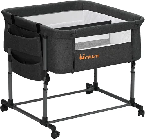 Vista 8 de MTWML Cuna gemelar para 2 bebés, cuna portátil para gemelos con bolsa de almacenamiento y funda de colchón reemplazable, cuna de cama doble