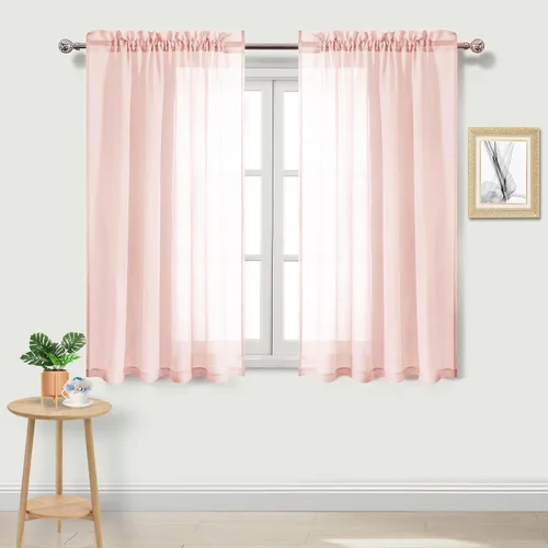 Vista 75 de DWCN Cortinas Transparentes Aqua de Voile Semitransparente con Bolsillo para Barra para Dormitorio y Sala de Estar, 36 x 36 pulgadas de Largo, Juego