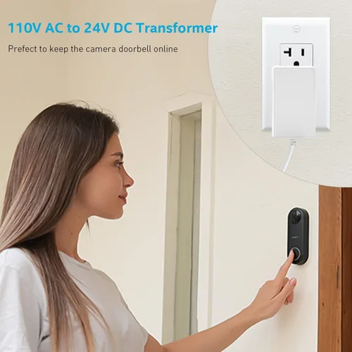 Vista 2 de Transformador de timbre de 24 voltios 110V/120V AC a DC 24V Adaptador compatible con tiras de luces LED