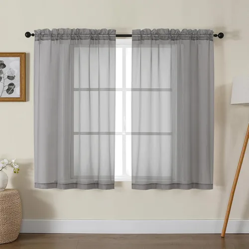 Vista 147 de Gwine Cortinas traslúcidas doradas de 96 pulgadas de largo, 2 paneles para Dorado