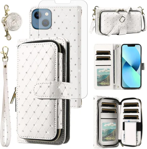 Vista 46 de Funda para teléfono iPhone 6 6S con cremallera y protector de pantalla con protector de pantalla, correa de cordón cruzado, ranura para iPhone 6 Six